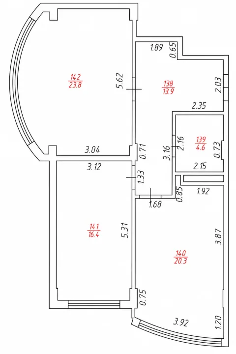 Евротрёхкомнатная - 79,0 м²