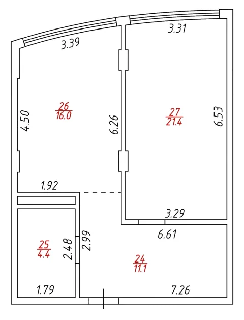 2-комнатная - 52,9 м²